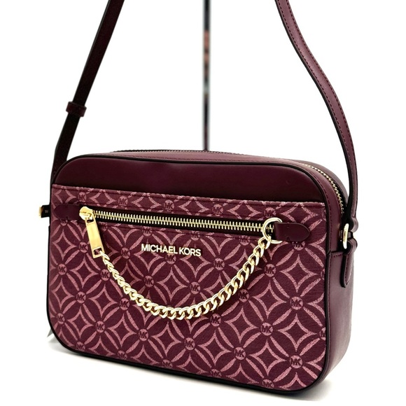 Michael Kors Large Jet Set Item EW Chain Xbody Crossbody Bag Ox Blood Multi - Picture 1 of 12
